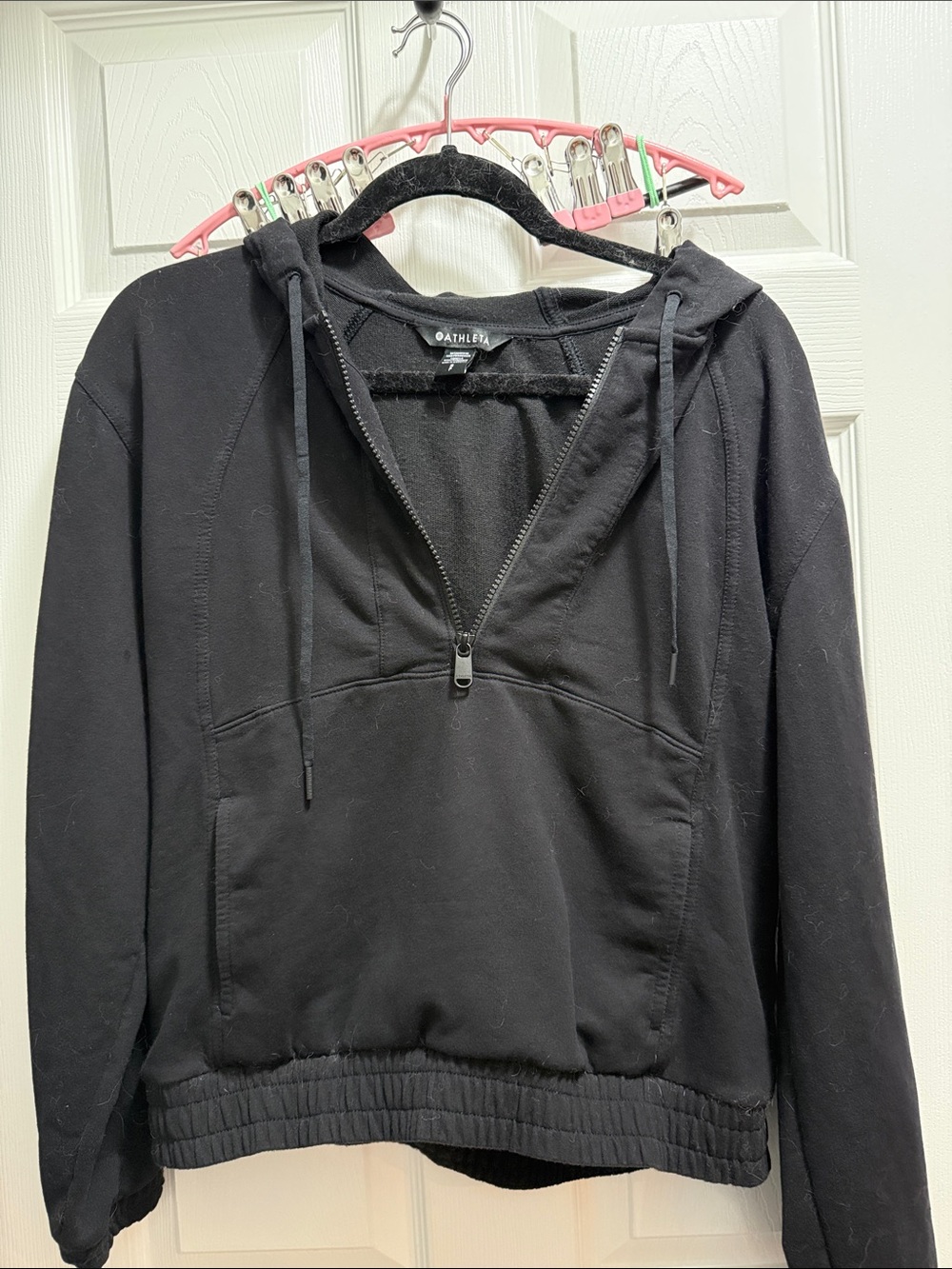 Athleta Black Half-Zip Hoodie Sweater